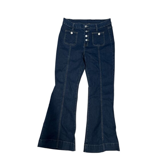 013-006 Women's Mid-Rise Wide Leg Jeans Buttonfly Button X-Large Xl‎ Stretch - Picture 1 of 5
